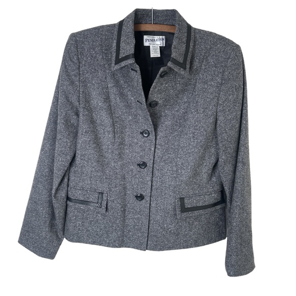 Pendleton Jackets & Blazers - PENDLETON Gray Wool Silk Blend Blazer Office Academia Size 6